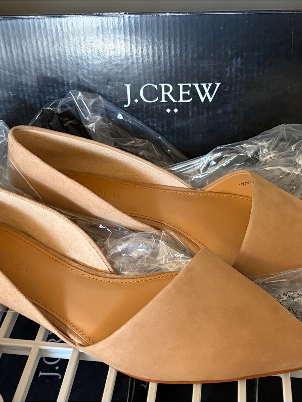 J. Crew Beige/Tan Pointed D'Orsay Suede Flats - Picture 2 of 4